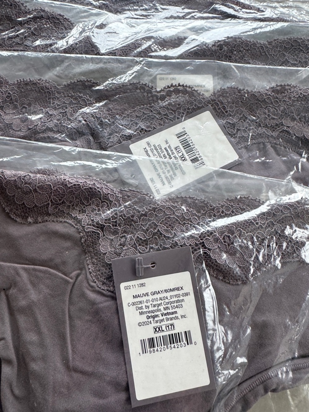 Auden Gray Lace Trim Thong Panties Women's - Picture 4 of 6